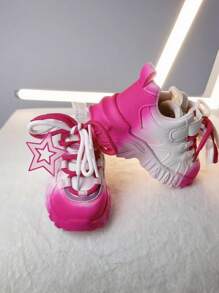 Unisex Kids' Fashionable & Cute Star Pattern Low Top Sneakers With Ombre Design, Durable & Non-Slip, All Seasons