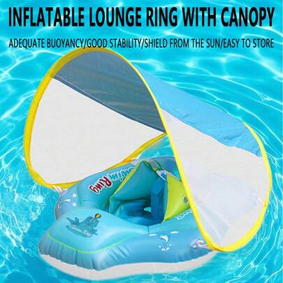 1 件儿童游泳臂带充气，遮阳浮圈，适合泳池玩乐