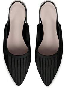 Slingback Flats For Women Pointed Toe Flats Breathable Knit Dressy Casual For Work Office Ballet Flats-2025 - 黑色 - 查看 8