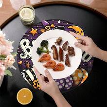 2 piezas/4 piezas/6 piezas Manteles individuales de silicona con estampado de elementos de Halloween, decoración de Halloween, adecuados para mesa de comedor, bar de café, decoración de temporada, manteles individuales lavables, decoración de habitación, posavasos, tapetes de drenaje, manteles de mesa de cocina y comedor, decoración de fiesta interior y exterior, decoración del hogar, regalo ideal - Multicolor - Ver 7