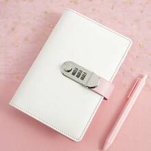 A6 Dual-Color Macaron Faux Leather Notebook With Password Lock - 6-Ring Binder, Cash Budget Planner, Multicolor Stickers And Pockets, Personal Finance Management English Journal - Multicolor - View 9