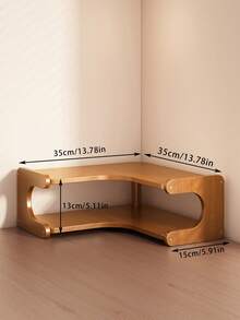 1 个节省空间的转角储物架 - 坚固的竹制弧形转角桌面储物架，适用于家庭办公室、客厅和厨房 - 天然饰面搁板、多功能书挡、艺术装饰风格、材料、现代储物设计、手工木工、办公室组织、员工使用、转角搁板