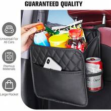 LXUNYI Organizador de respaldo de asiento de coche, organizador de asiento delantero y trasero de piel sintética de alta calidad con portavasos, organizador universal impermeable para niños y adultos - Beis - Ver 4