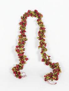 1/3件套人造花环，玫瑰藤蔓丝绸花叶，悬挂式玫瑰花环，适用于房间装饰、墙面背景、婚礼拱门、派对背景 - 酒紅色 - 查看 3