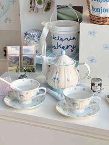 1 Set Ceramic Coffee Cup & Saucer, Suitable For Home Kitchen, Restaurant, Living Room, Gift, Drinking Water, Tea, Coffee, Milk, Juice, Wedding, Party, Birthday