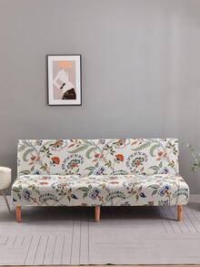 1 件装饰折叠沙发床罩，牛奶丝面料，防滑弹性通用型 3 座，花卉印花，4 种颜色，完美适合折叠沙发床，适合春季、夏季、秋季、冬季 - 彩色 - 查看 1