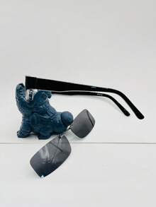 1 Piece Glasses Frame, Small Model, 2 In 1 Clip-On - Negro brillante - Ver 5