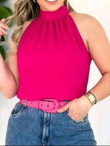 STYLISH WOMEN'S HIGH NECK TIE-UP BLOUSES - Rosa Fucsia - Ver 2
