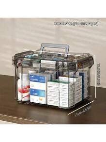 1pc Dual Layer Transparent PVC Pill Box - Convenient Medication Storage Box, Suitable For Home & Travel, No Power Needed, Lightweight & Portable, Matte Surface, Can Be Placed On Tabletop, Independent Design, Capacity Less Than 3.2 Cubic Feet, Max Height 27 Inches, Waterproof, Flip-Top Closure, Multi-Purpose Storage Box