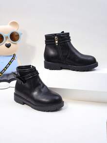 1 Paio di Stivaletti alla Caviglia di Moda per Bambine - Stivali per Ragazze, Stivali Invernali per Ragazze, Stivali per Bambine Piccole. Decorati con Motivo a Farfalla, Disponibili in Nero e Marrone. Adatti per l'Uso Quotidiano in Autunno e Inverno. - nero - Visualizzare 5