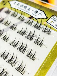 36 Büschel, 7-12 mm, doppelspitzige Sonnenblume, kein Kleber nötig selbstklebende einzelne Wimpern, Krümmung C/D, Stärke 0,07 mm, falsche Wimpern segmentierte Büschel Wimpern, natürlicher Look Cartoon, Manga Stil