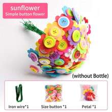 1pc DIY Button Bouquet Craft Kit – Handmade Flower Vase Arrangement Set,Mixed Color Fashion-Themed Plastic Button & Felt Petals, Creative Art And Crafts Project