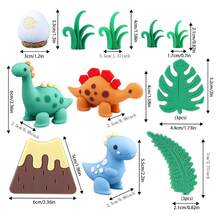 Decoratiuni de tort cu ou de dinozaur, ou de dinozaur, frunze, decoratiuni de tort vulcan, potrivite pentru ziua de nastere a prietenilor, accesorii pentru petreceri cu tematica animalelor dinozaur, petrecere de neuitat pentru prietenii tai, poate fi si un mic cadou pentru fanii si prietenii dinozaurilor! - Multicolor - Vizualizare 7