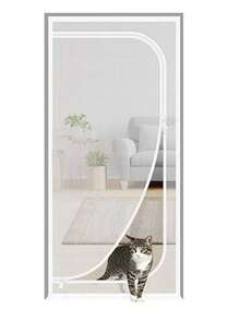 U型防蚊门帘，带拉链，适用于宠物客厅和卧室，防猫门帘，左开式防虫防蚊纱窗，耐用且易于安装，无需配件即可DIY，C型门帘 - 黑色 - 查看 7