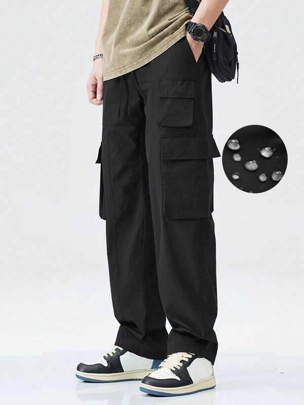 Men's Multi-Pocket Cargo Pants, Outdoor Windproof Waterproof Sports Trousers Suitable For Urban Casual, Outdoor Activities, Commuting, Travel, Autumn