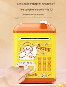 Various Styles & Colors Available, Piggy Bank With ATM Box Design, Password & Fingerprint Unlock, Coin Storage, Music/Sound Effects/Voice Prompt, Manual Paper Roll, Handheld, Educational & Interactive, Suitable For Children 3+ Years Old, Random Accessories (Batteries Not Included), Child Safety Certified - Multicolor - View 4