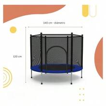 Trampolin Brincolin Infantil Red De Seguridad 1.40mts Niños - Negro-Negro - Ver 2