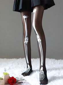 1双朋克哥特摇滚骷髅星星夜店性感字母印花黑色紧身裤 - 彩色 - 查看 6