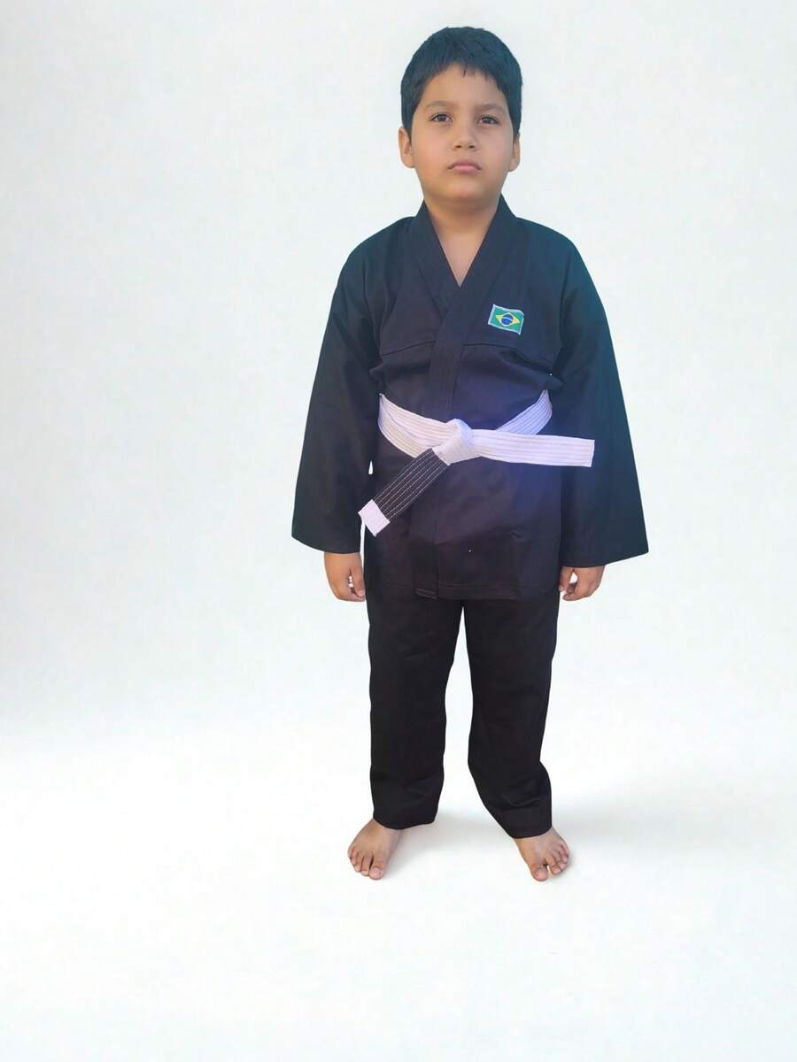 Reinforced Jiu-Jitsu Children's Kimono With Belt - 黑色 - 查看 1