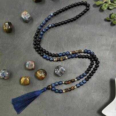 Collar Mala de 108 cuentas de berilo colorido de 8 mm, joyería decorativa de oración para mujer como regalo