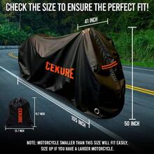 DYour Ride! Heavy Duty Motorcycle Cover Waterproof Outdoor 210 Oxford Fabric With Heat Sealed Seams Ultra Waterproof Fits Up To 105" All Weather Scooter Cover For Sport Bike With Carry Bag7001 - 黑色 - 查看 2