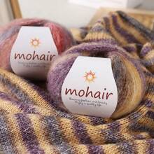 250g/Packung, 10 Stücke Farbverlauf Mohair Garn Kugeln, Zebra gestreifter Stil, DIY Strickmaterial für modische Hohlpullover, Schals, Mützen, Schals