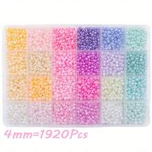 Zestaw 24 kolorowych szklanych koralików nasiennych – 2 mm (11520 szt.), 3 mm (5760 szt.), 4 mm (1920 szt.) – wielokolorowy asortyment do tworzenia biżuterii, rękodzieła, scrapbookingu, bransoletek i akcesoriów rękodzielniczych - Krem - Zobacz 13