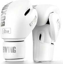 Guantes de Boxeo para Hombres y Mujeres, adecuados para Boxeo, Kickboxing, Artes Marciales Mixtas, Muay Thai, Artes Marciales Mixtas, Artes Marciales Mixtas,MMA, Bolsa Pesada Entrenamiento - Blanco - Ver 2