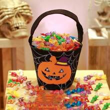 2件装万圣节糖果袋蜘蛛蝙蝠南瓜布桶无纺布礼品袋派对用品万圣节糖果袋 - 彩色 - 查看 6