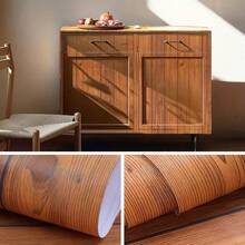 1 卷白色木纹复古木板即剥即贴壁纸，可移除，自粘墙面装饰，适用于客厅、卧室、电视背景、架子、抽屉、桌面墙纸墙贴房间装饰厨房客厅装饰 - 深棕色 - 查看 9