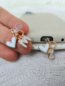 1pc White Heart-Shaped Phone Dust Plug, 26 Alphabet Dust Plug For Charging Port, DIY Phone Decor Suitable For Lightning (5-14) / Type-C