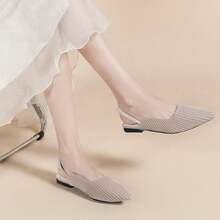 Slingback Flats For Women Pointed Toe Flats Breathable Knit Dressy Casual For Work Office Ballet Flats-2025 - 黑色 - 查看 10