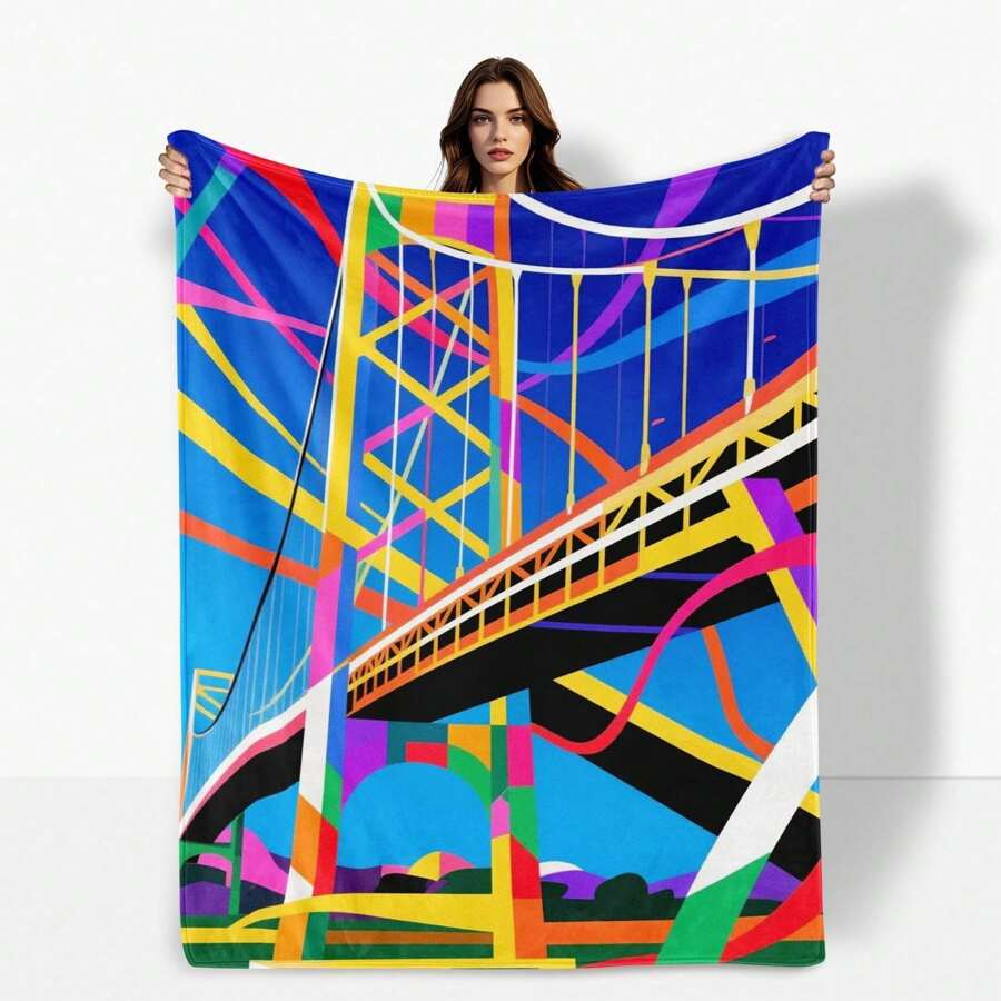 Vibrant Selma Bridge And Ribbon Design Blanket In Colorful Hues To Celebrate Friendship And Add A Touch Of Joyful Artistry To Your Home With Warmth And Style Printing - 彩色 - 查看 1