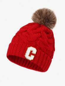 1 chiếc mũ len chữ cái cho bé, mềm mại, ấm áp và thoải mái, thích hợp cho bé trai và bé gái mặc ngoài trời vào mùa thu/đông. - Đỏ - Xem 54