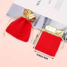 5pcs/10pcs/20pcs Drawstring Gift Bags - Elegant Jewelry, Candy Storage Bags For Weddings, Birthdays And Special Events, Luxury Design - Solid Color - With Drawstring - Velvet Pouch - Velvet Accessory Bags - High Quality Cord Drawstring Bags - Jewelry, Earrings, Necklace Storage Options - Shiny Texture, Secure Closure - Christmas Tree Small Gift Hanging Bags - Wedding Favor Bags - Chinese New Year Gift Bags - Multipurpose Bags With Gold Trim - Red - View 3