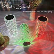 1pc USB Rechargeable Rose Crystal Desk Lamp, 16 Colors + Remote Control, Touch Control, With USB Charging Cable, Home Atmosphere Light, Bedroom Mood Lighting, Room Night Light, Holiday Birthday Gift, Back To School Essential