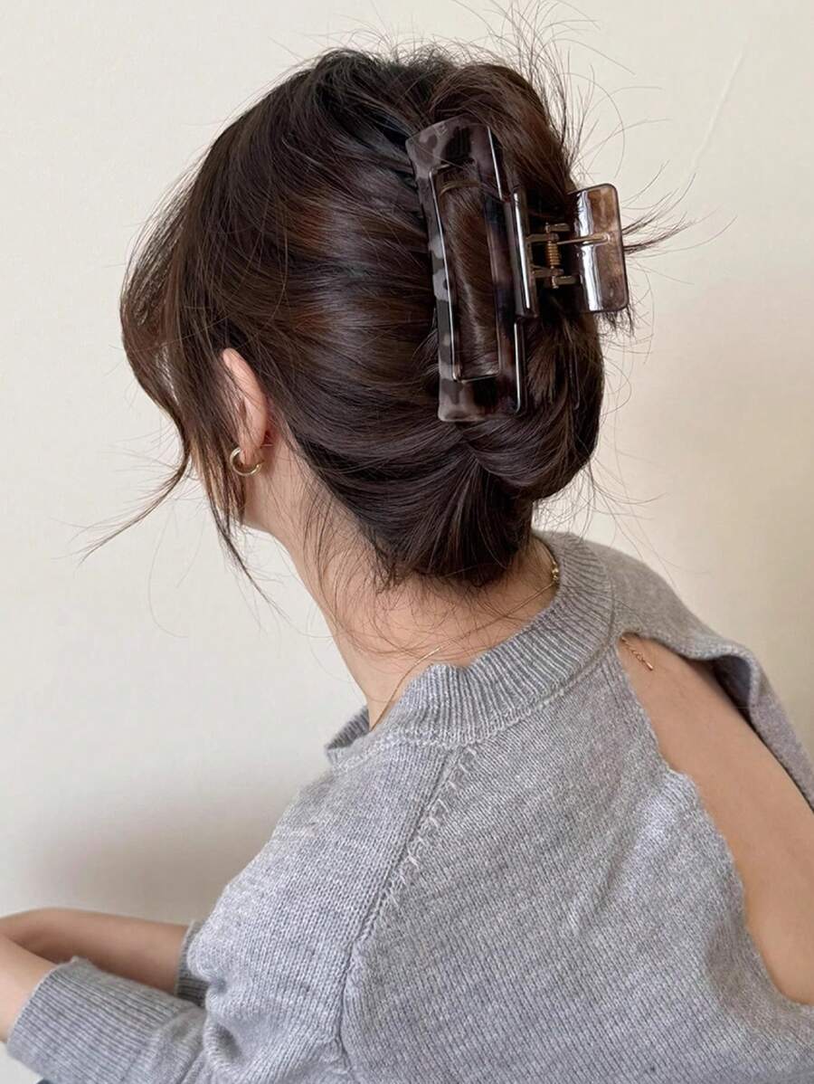 1 szt. Damska kwadratowa spinka do włosów z wzorem skorupy żółwia o wymiarach 4,06 cala/10,3 cm, duża, lekka, plastikowa, modna, wszechstronna, wysokiej klasy, elegancka, minimalistyczna ozdoba do włosów, odpowiednia na co dzień, na co dzień, na imprezę, do pracy, na plażę, do koka, kucyka, do mycia twarzy, makijażu, dopasowująca się do stroju. Modne spinki do włosów. Jesienne akcesoria. Jesienna kopertówka do włosów. Zimowe akcesoria do strojów wakacyjnych. Kobieta.