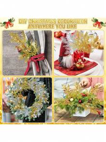 10 Stücke künstliche Glitzer Kiefernnadel Blumenanordnung, Weihnachtsbaum Dekoration, geeignet für Weihnachtsferien Dekoration