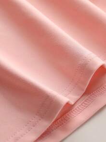 女童休闲舒适黑熊图案T恤，可爱时尚日常穿着 - 粉色 - 查看 5