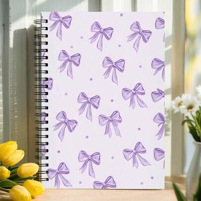Cuaderno de espiral con lazo morado - 5.7x8.3in, papel de alta calidad con rayas para la universidad, perfecto para la escuela, la oficina o como regalo para amigos, familiares, maestros y estudiantes, útiles escolares