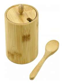 Bamboo Sugar Bowl, Salt Shaker With Spoon And Lid - Màu nâu  Mocha - Xem 3