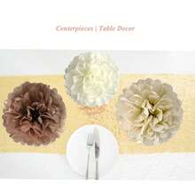 12 Stücke braune Seidenpapier Pompons, karamellfarbene Partydekoration in Elfenbein, Beige, Creme, Erdtönen, Boho, Champagner Seidenpapier Pompons, Wanddekoration perfekt für Geburtstag, Babyparty, Hochzeit, Jahrestag, Party, Festival, Feier, Abschlussfeier