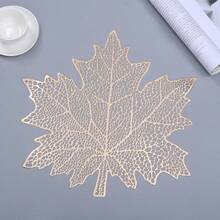 1/2/4/6/8/12pcs Hollow Maple Leaf Gold Foil Placemats, Asymmetrical Shape Dining Table Mats, Hotel Heat Insulation Bowl Pad, Coasters For Afternoon Tea