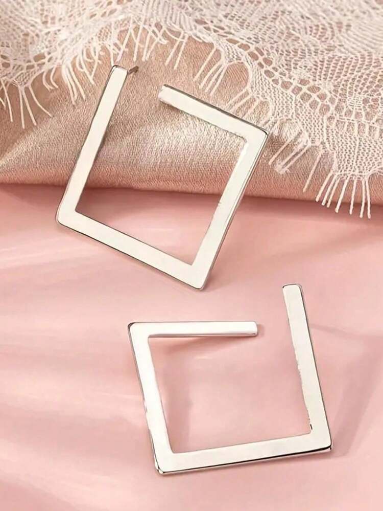 Fashionable Minimalist Geometric Square Earrings, Suitable For Women's Daily Wear
