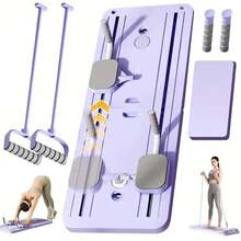 Pilates Board-Reformer Set,Multi-Purpose Foldable Reformer Board For Home,5in1 Pilates Sliding Board,Purple - Purple - View 13