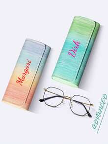 Customized Text LOGO Rainbow Gradient High-End Minimalist Portable Shockproof Myopia Glasses Storage Box - Multicolor - View 3
