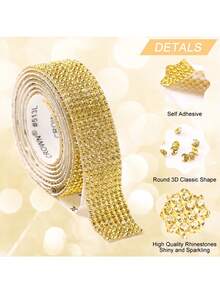 1 Yard Large-Sized Self-Adhesive Rhinestone Ribbon, Rhinestone Strip, DIY Diamond Sparkling Ribbon Sticker, Rhinestone Tape Roll, Suitable For Handicrafts, Mobile Phone And Car Decoration