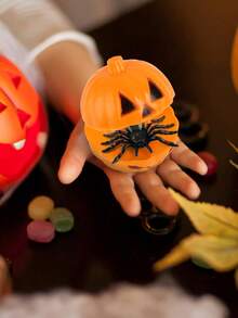 12pcs/6pcs/1pc Halloween Pumpkin Candy Buckets, Mini Pumpkin Buckets With Lids Kids Toy, Gag Toy Alternative - Yellow - View 6