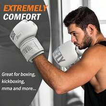 Guantes de Boxeo para Hombres y Mujeres, adecuados para Boxeo, Kickboxing, Artes Marciales Mixtas, Muay Thai, Artes Marciales Mixtas, Artes Marciales Mixtas,MMA, Bolsa Pesada Entrenamiento - Blanco - Ver 12