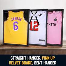 Jersey Wooden Frame Display -Shadow Box With 98% Acrylic And Hanger L Or XL Baseball Basketball Hockey Sport Shirt And Uniform Gifts Men (Black, 1 Pack)-Promotion - màu đen - Xem 3
